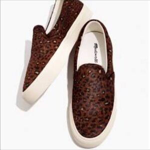 NWOT Madewell Slip On Leopard Calf Hair Sneaker 6